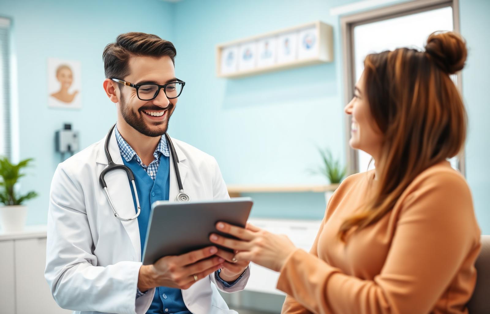 Doctor and patient using SaluberMD wellness platform